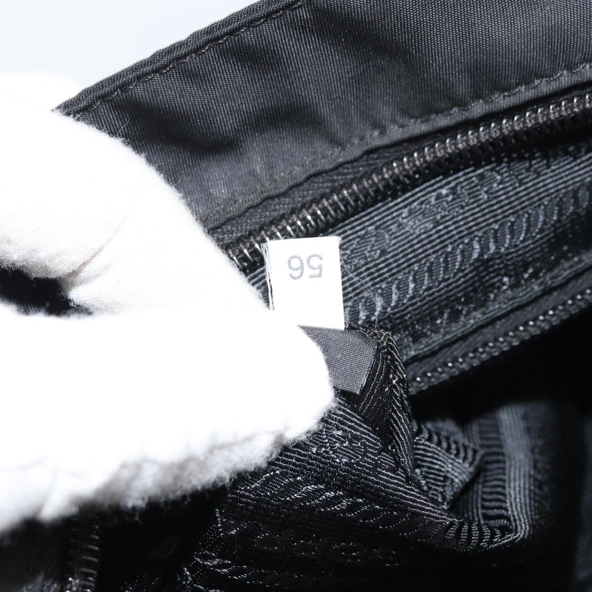PRADA Shoulder Bag Nylon Black Silver Auth 160712