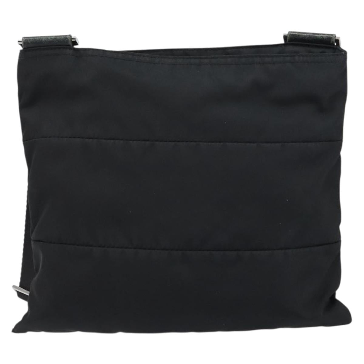 PRADA Shoulder Bag Nylon Black Silver Auth 160712