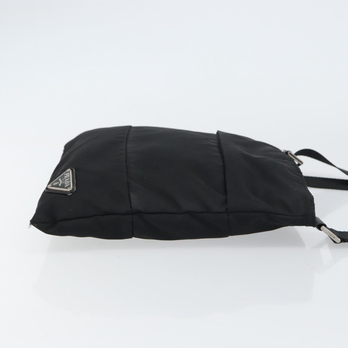 PRADA Shoulder Bag Nylon Black Silver Auth 160712