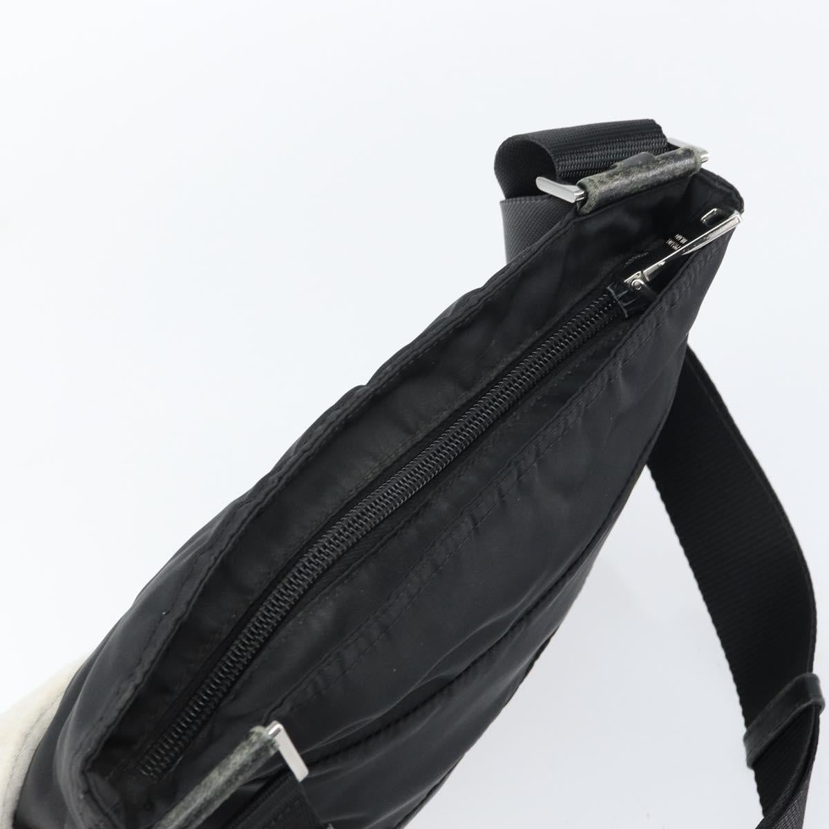 PRADA Shoulder Bag Nylon Black Silver Auth 160712