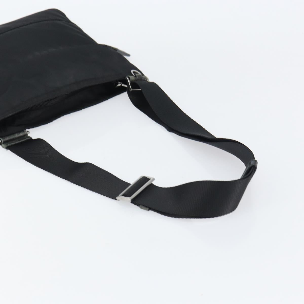 PRADA Shoulder Bag Nylon Black Silver Auth 160712