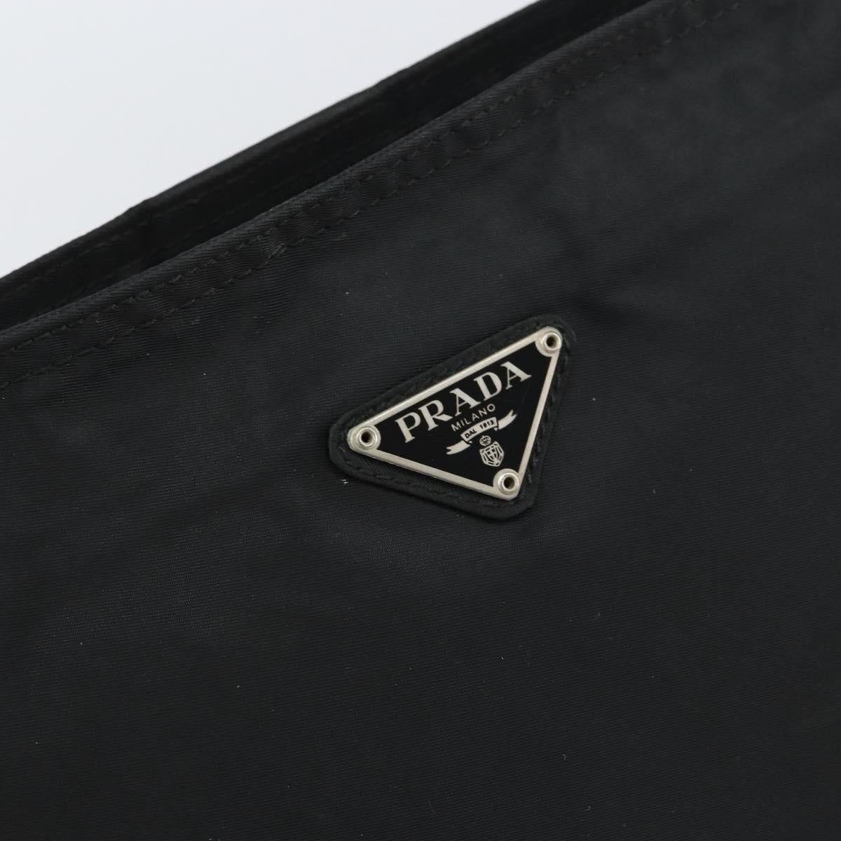 PRADA Shoulder Bag Nylon Black Silver Auth 160714