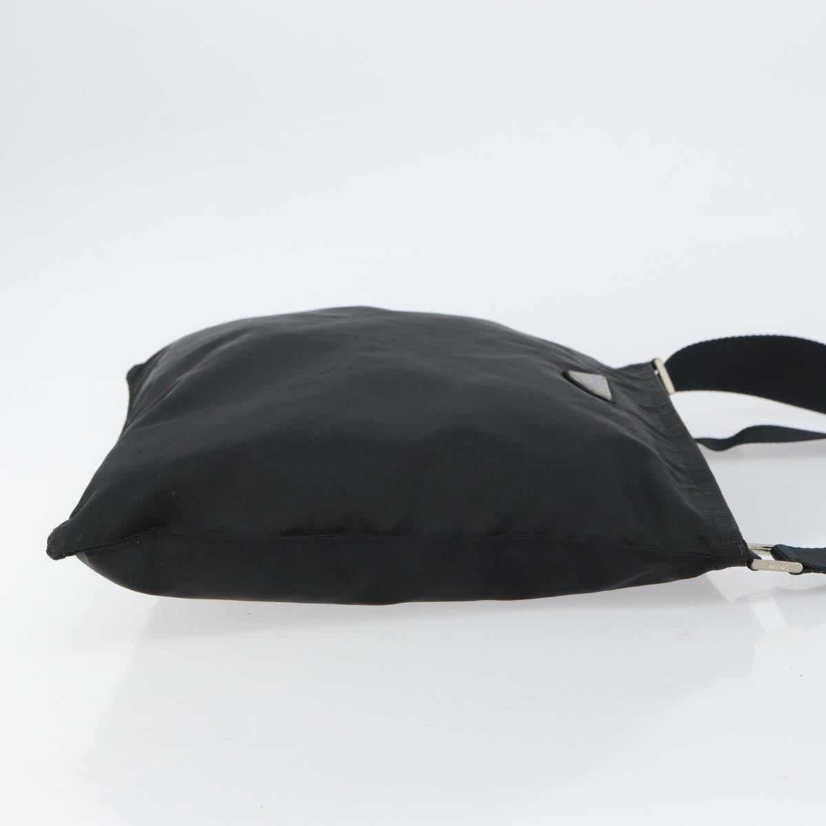 PRADA Shoulder Bag Nylon Black Silver Auth 160714