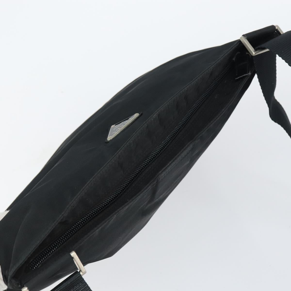 PRADA Shoulder Bag Nylon Black Silver Auth 160714