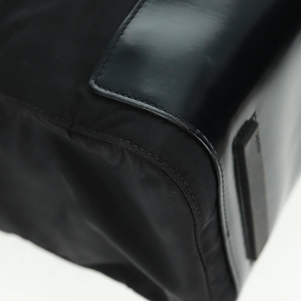 PRADA Tote Bag Nylon Black Silver Auth 160719