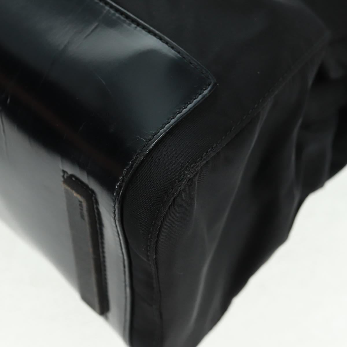 PRADA Tote Bag Nylon Black Silver Auth 160719