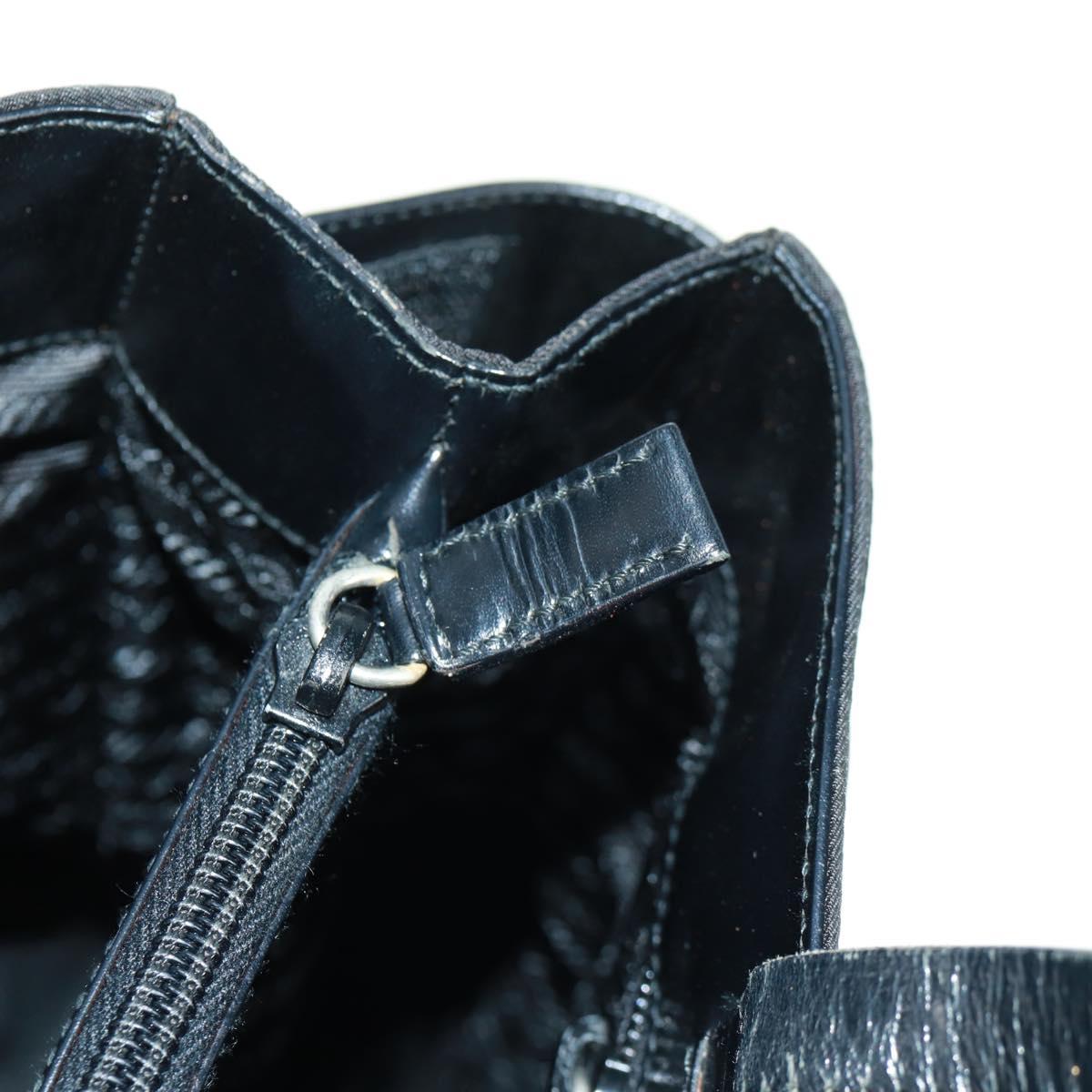 PRADA Tote Bag Nylon Black Silver Auth 160719