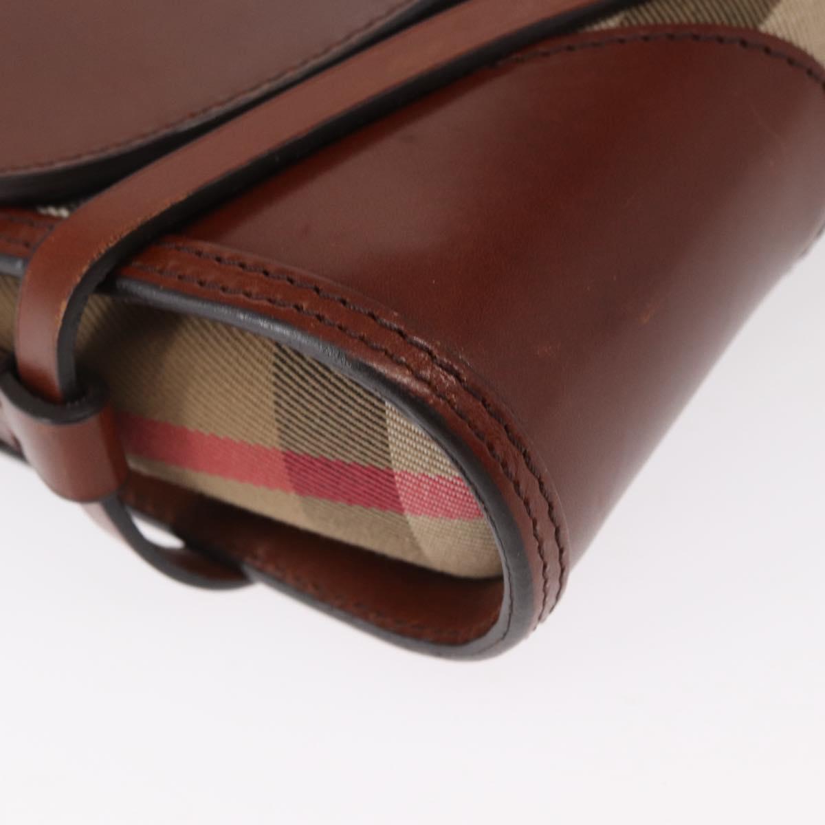 BURBERRY Shoulder Bag Leather Brown Gold Auth 160721