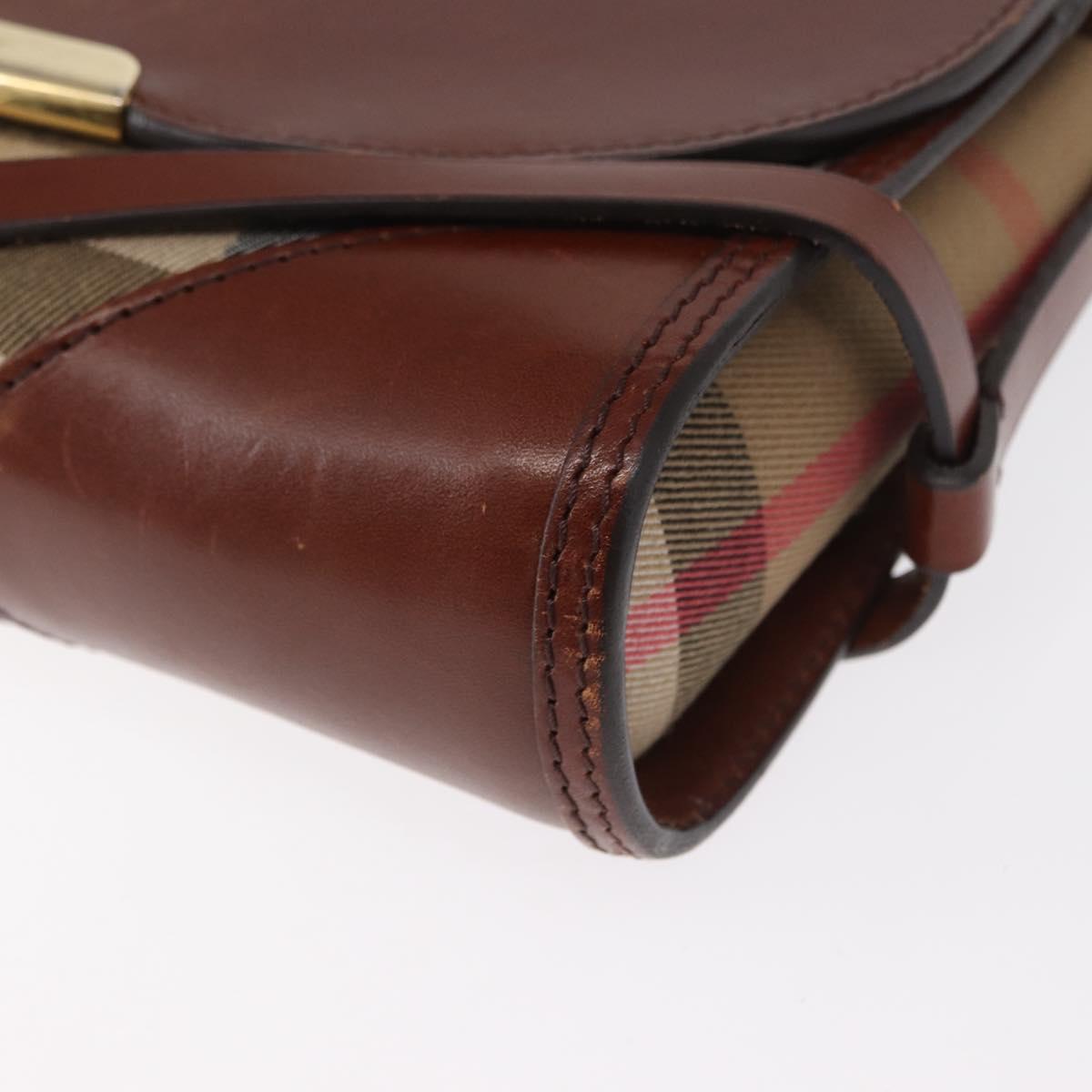 BURBERRY Shoulder Bag Leather Brown Gold Auth 160721