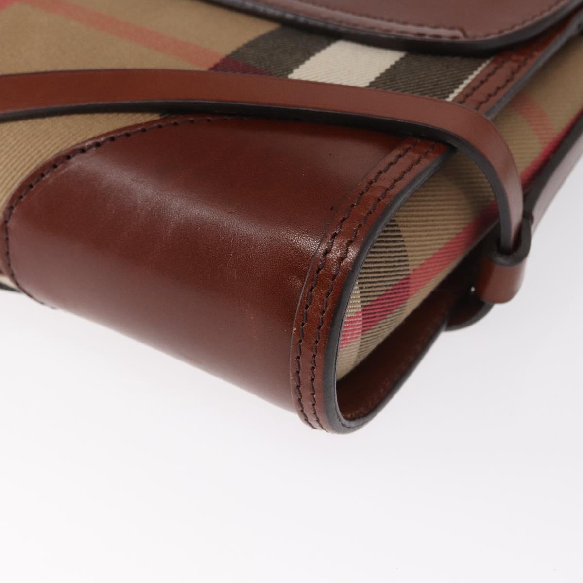 BURBERRY Shoulder Bag Leather Brown Gold Auth 160721