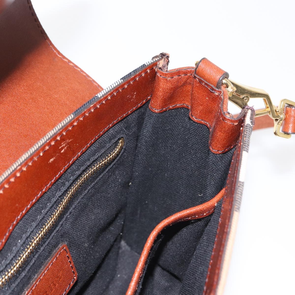 BURBERRY Shoulder Bag Leather Brown Gold Auth 160721