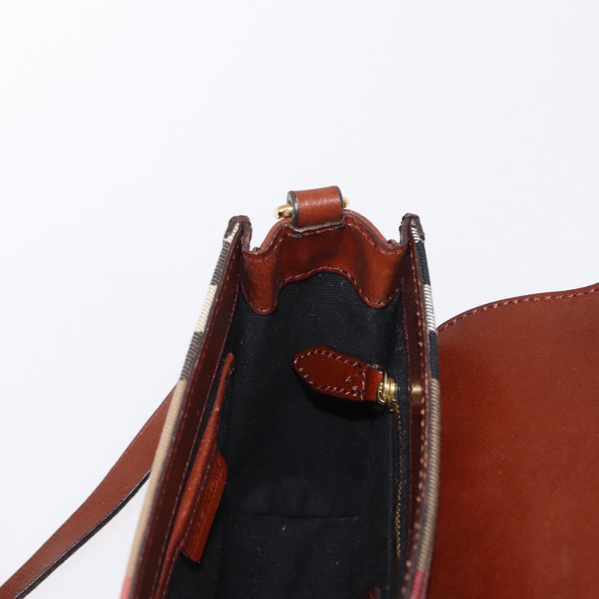 BURBERRY Shoulder Bag Leather Brown Gold Auth 160721