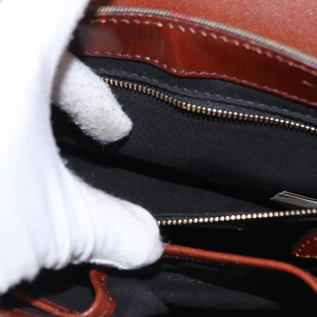 BURBERRY Shoulder Bag Leather Brown Gold Auth 160721