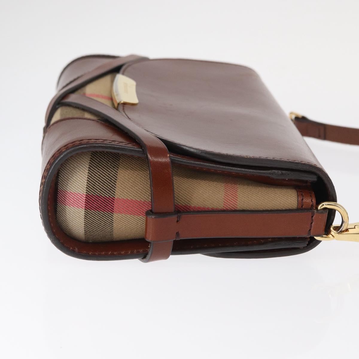 BURBERRY Shoulder Bag Leather Brown Gold Auth 160721