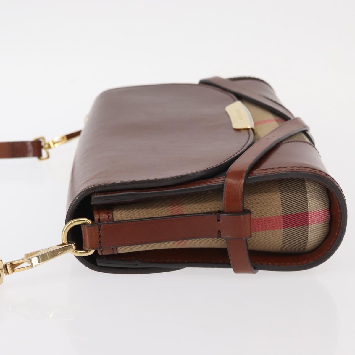 BURBERRY Shoulder Bag Leather Brown Gold Auth 160721