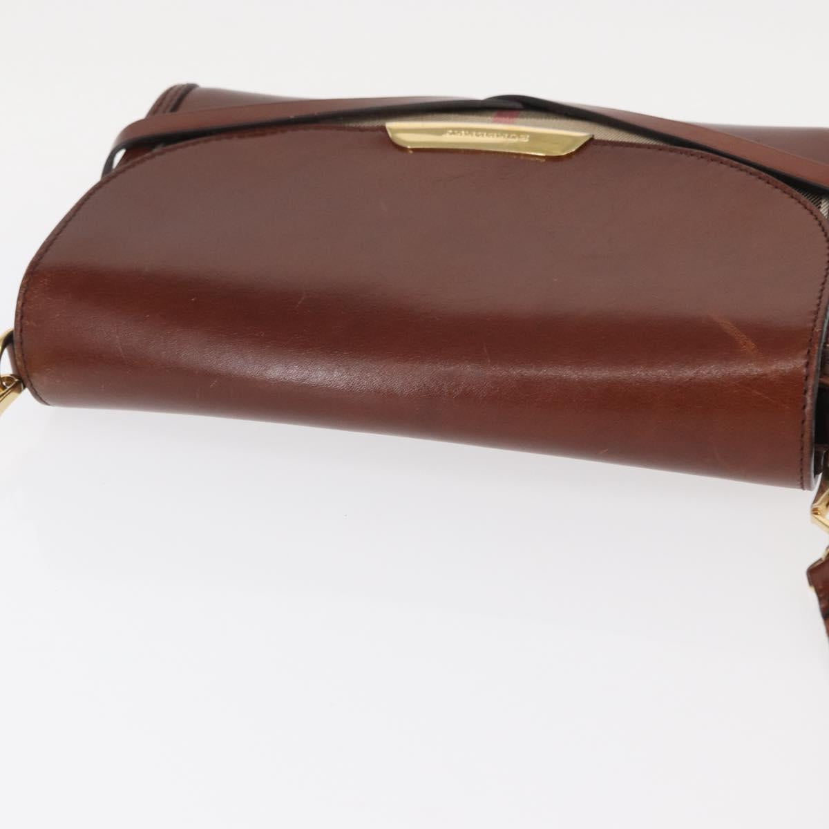 BURBERRY Shoulder Bag Leather Brown Gold Auth 160721