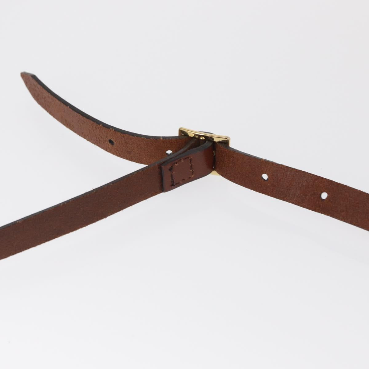 BURBERRY Shoulder Bag Leather Brown Gold Auth 160721