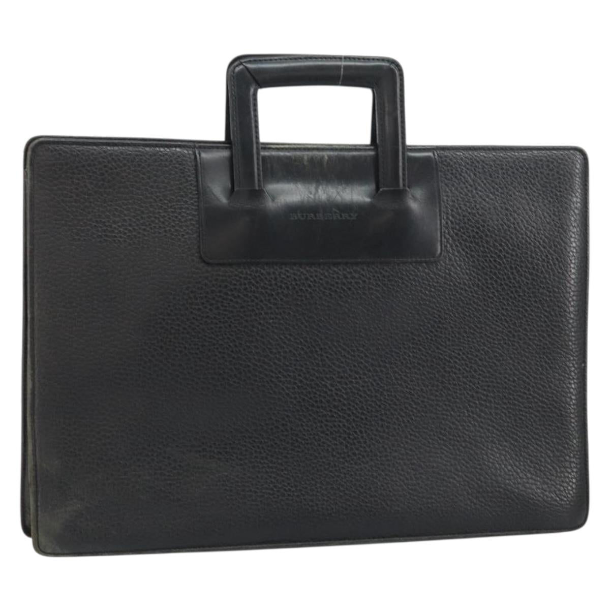 BURBERRY Business Bag Leather Black Auth 160724
