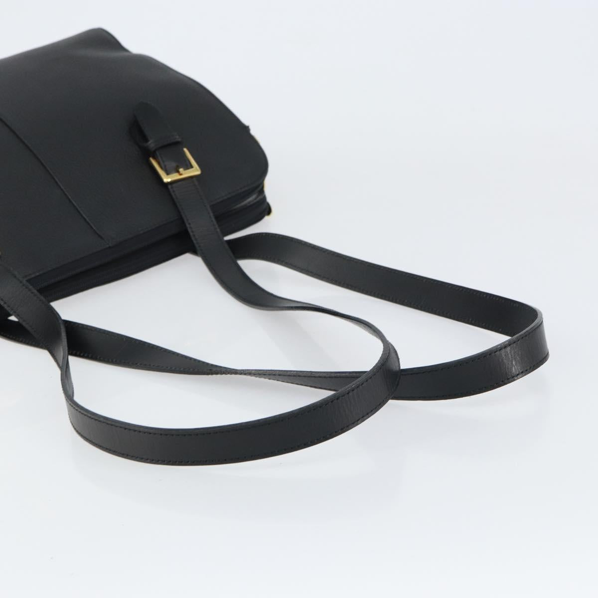 Burberrys Shoulder Bag Leather Black Gold Auth 160725
