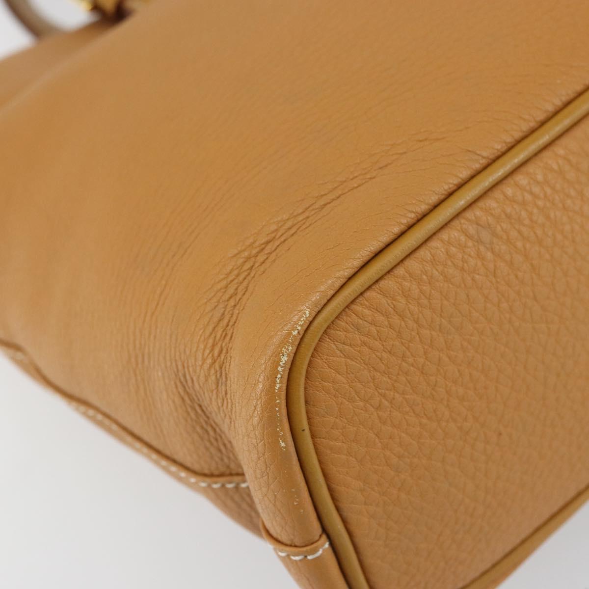 Burberrys Tote Bag Leather Beige Gold Auth 160726