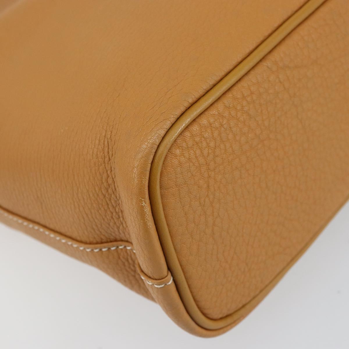 Burberrys Tote Bag Leather Beige Gold Auth 160726