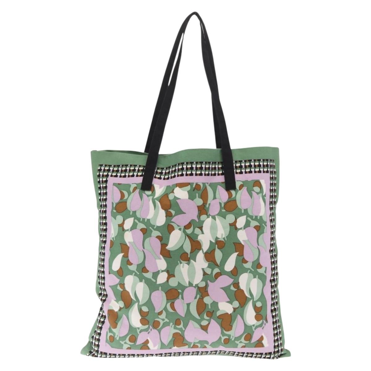 MARNI Flower Pattern Tote Bag Canvas Green Auth 160729