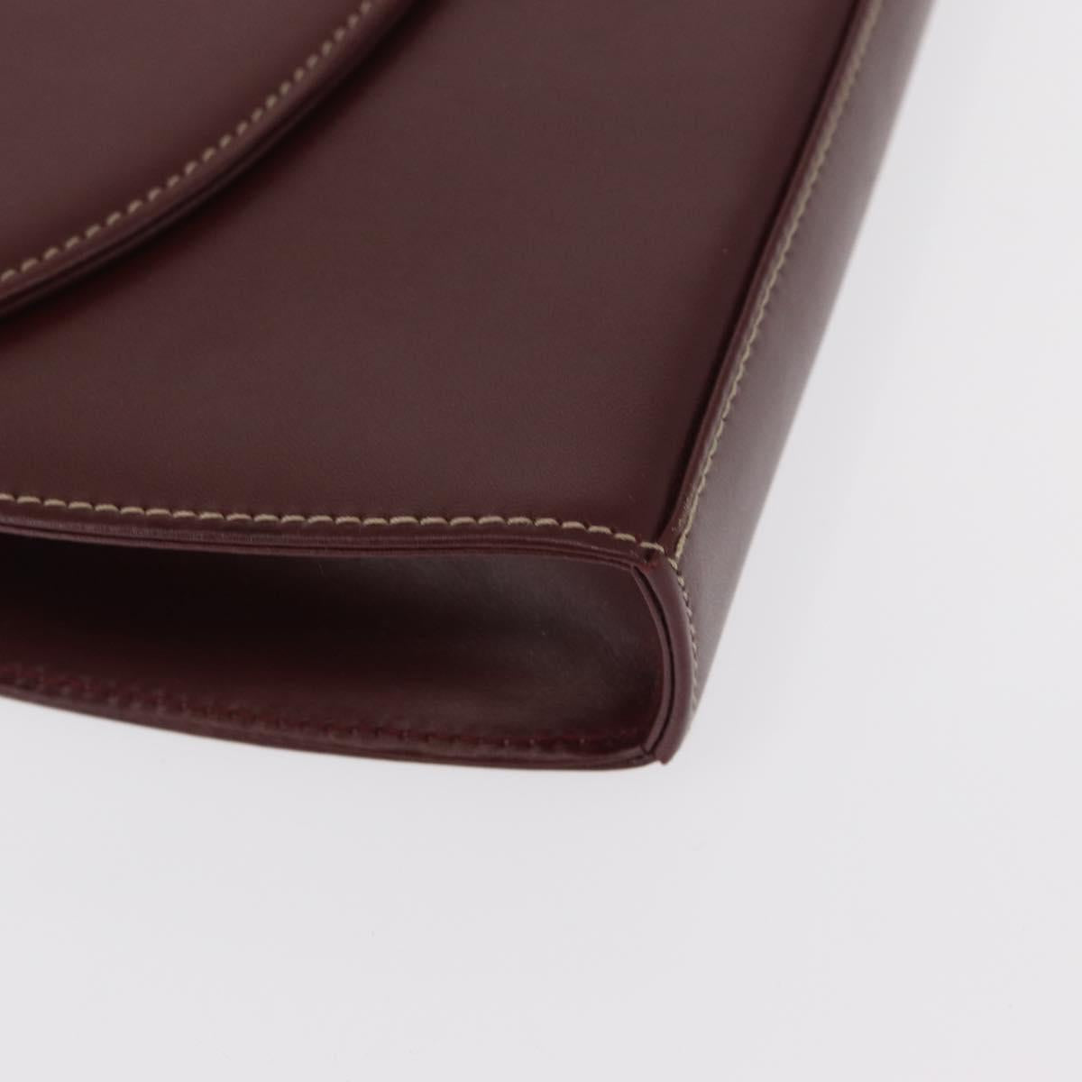 CARTIER Must Line Shoulder Bag Leather Bordeaux Gold Auth 160730