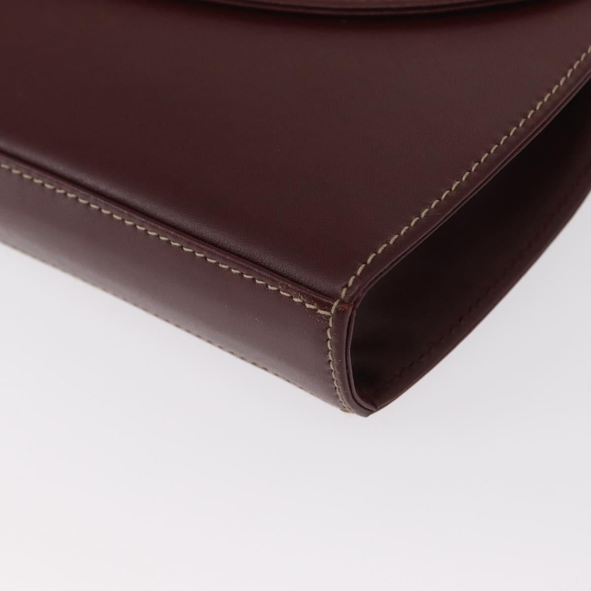 CARTIER Must Line Shoulder Bag Leather Bordeaux Gold Auth 160730