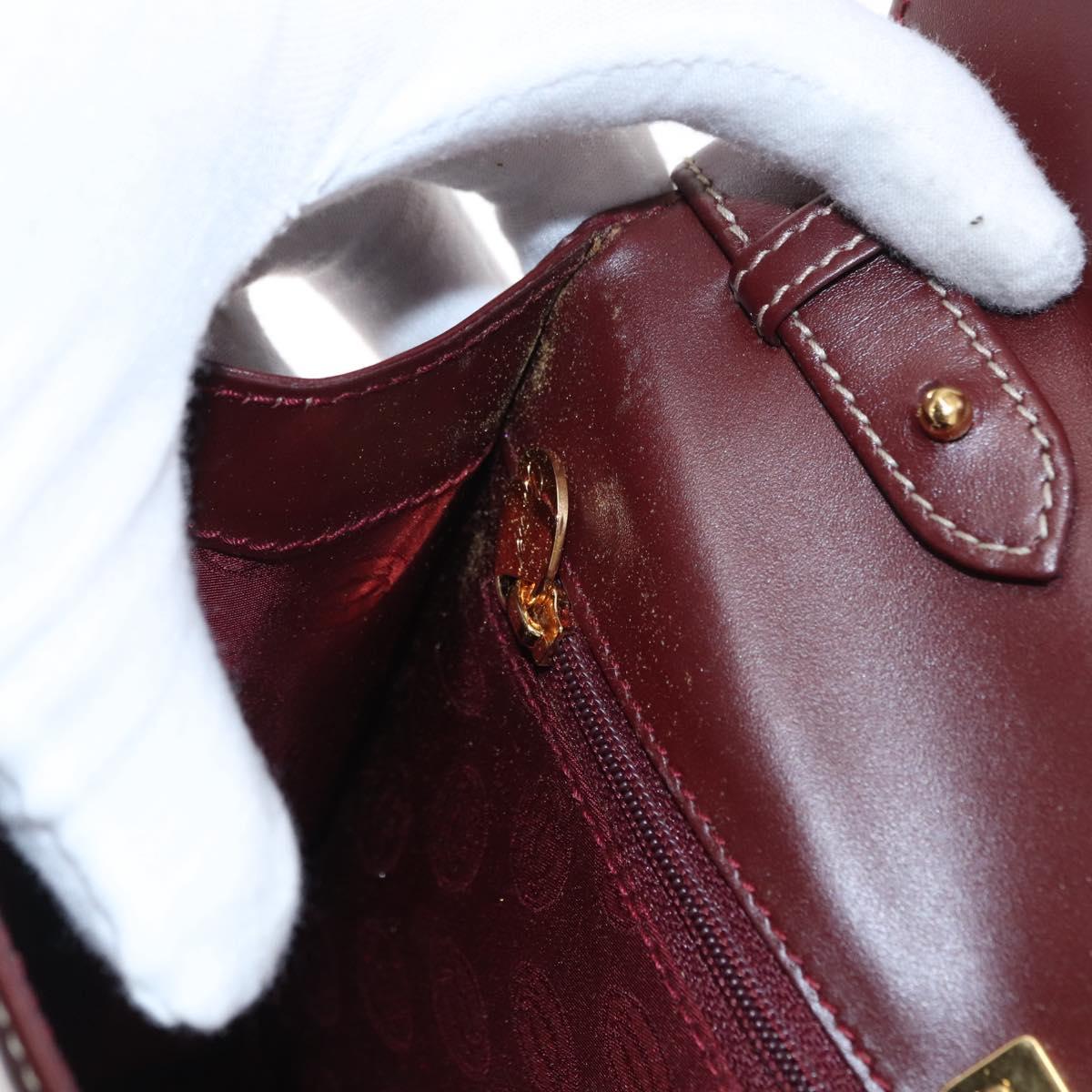 CARTIER Must Line Shoulder Bag Leather Bordeaux Gold Auth 160730