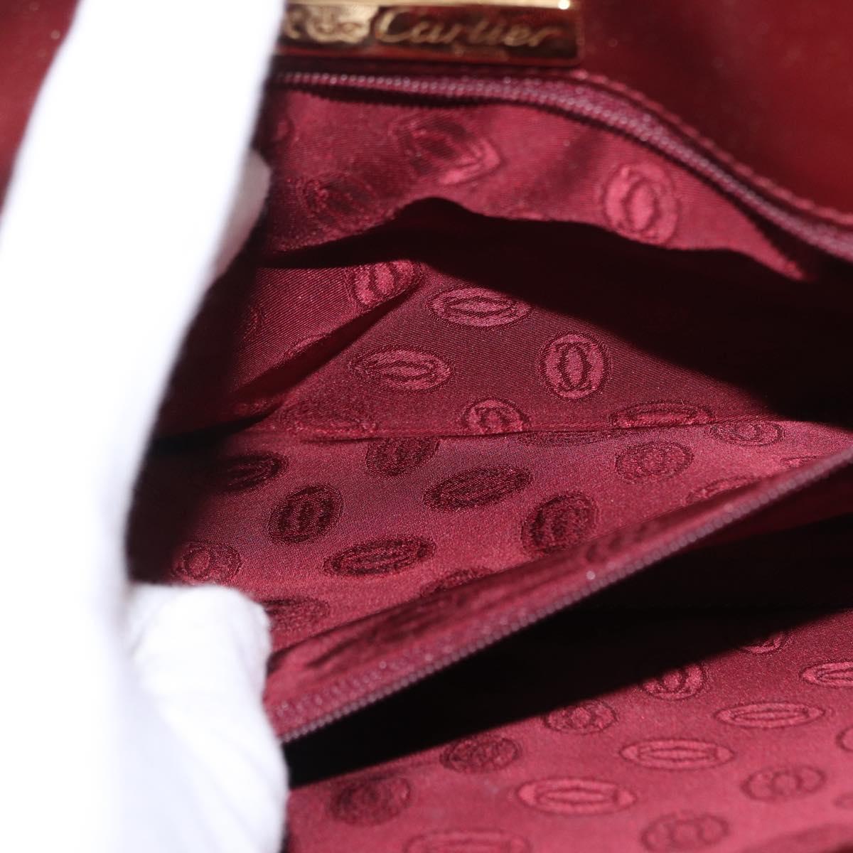 CARTIER Must Line Shoulder Bag Leather Bordeaux Gold Auth 160730