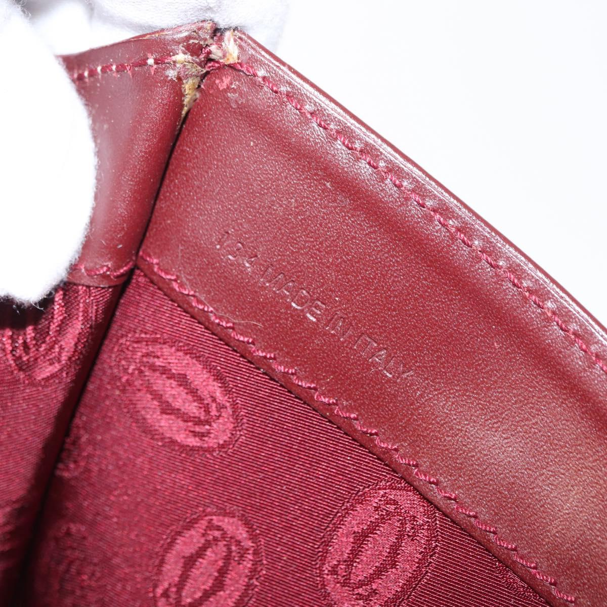 CARTIER Must Line Shoulder Bag Leather Bordeaux Gold Auth 160730