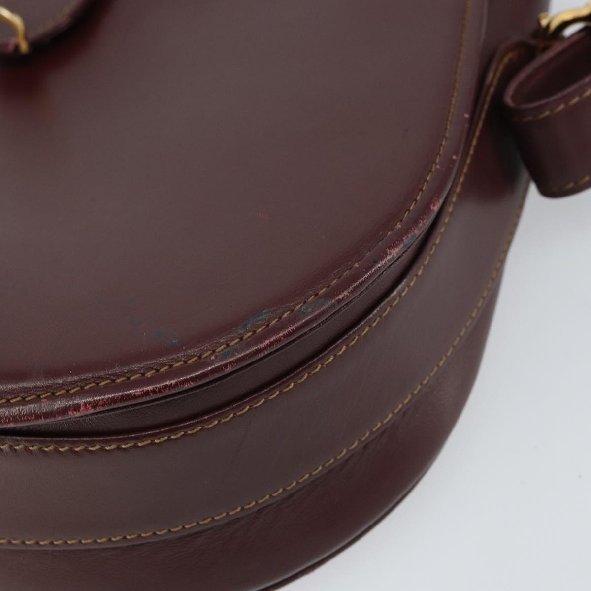 CARTIER Must Line Shoulder Bag Leather Bordeaux Gold Auth 160731