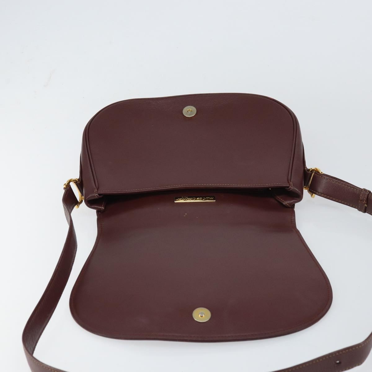 CARTIER Must Line Shoulder Bag Leather Bordeaux Gold Auth 160731