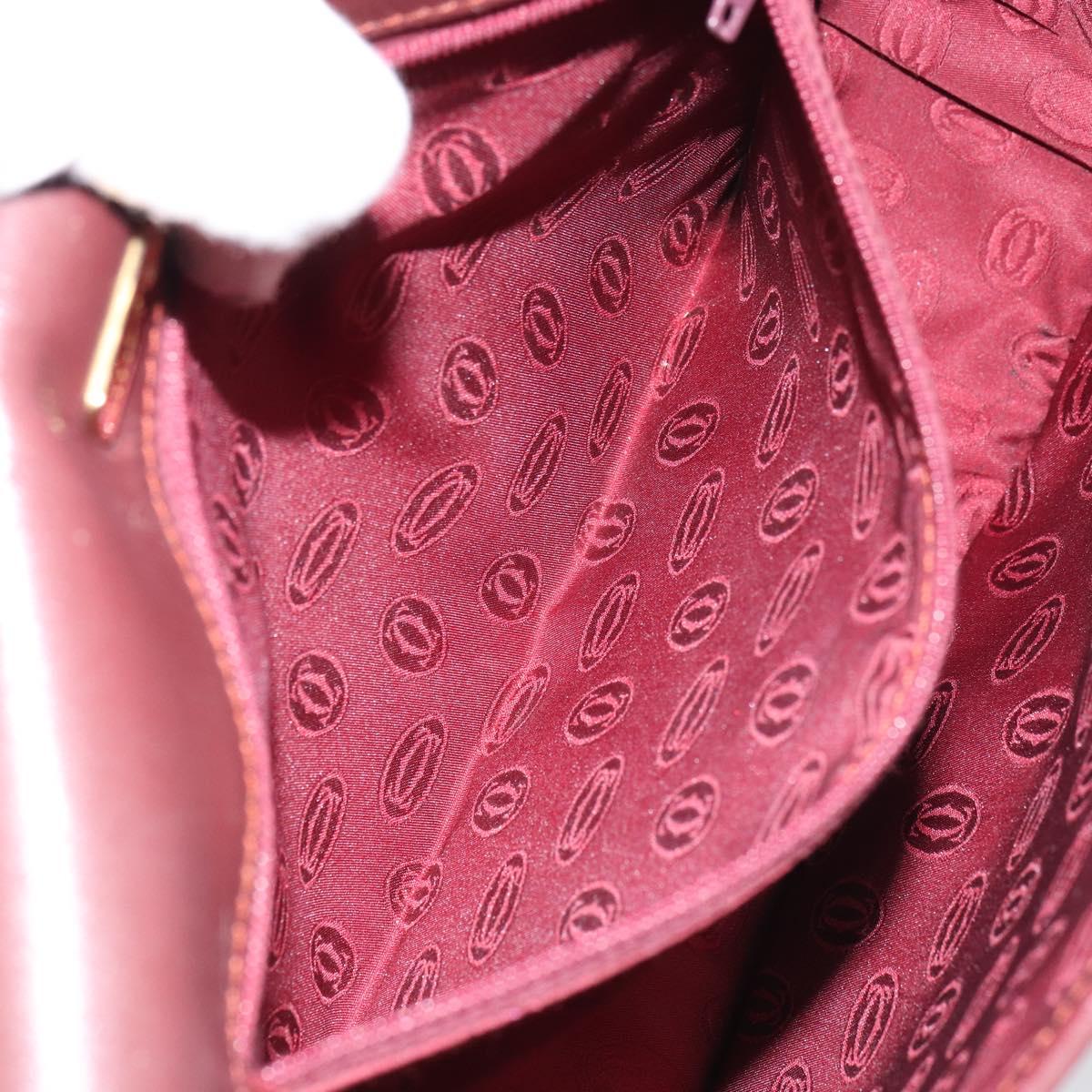 CARTIER Must Line Shoulder Bag Leather Bordeaux Gold Auth 160731