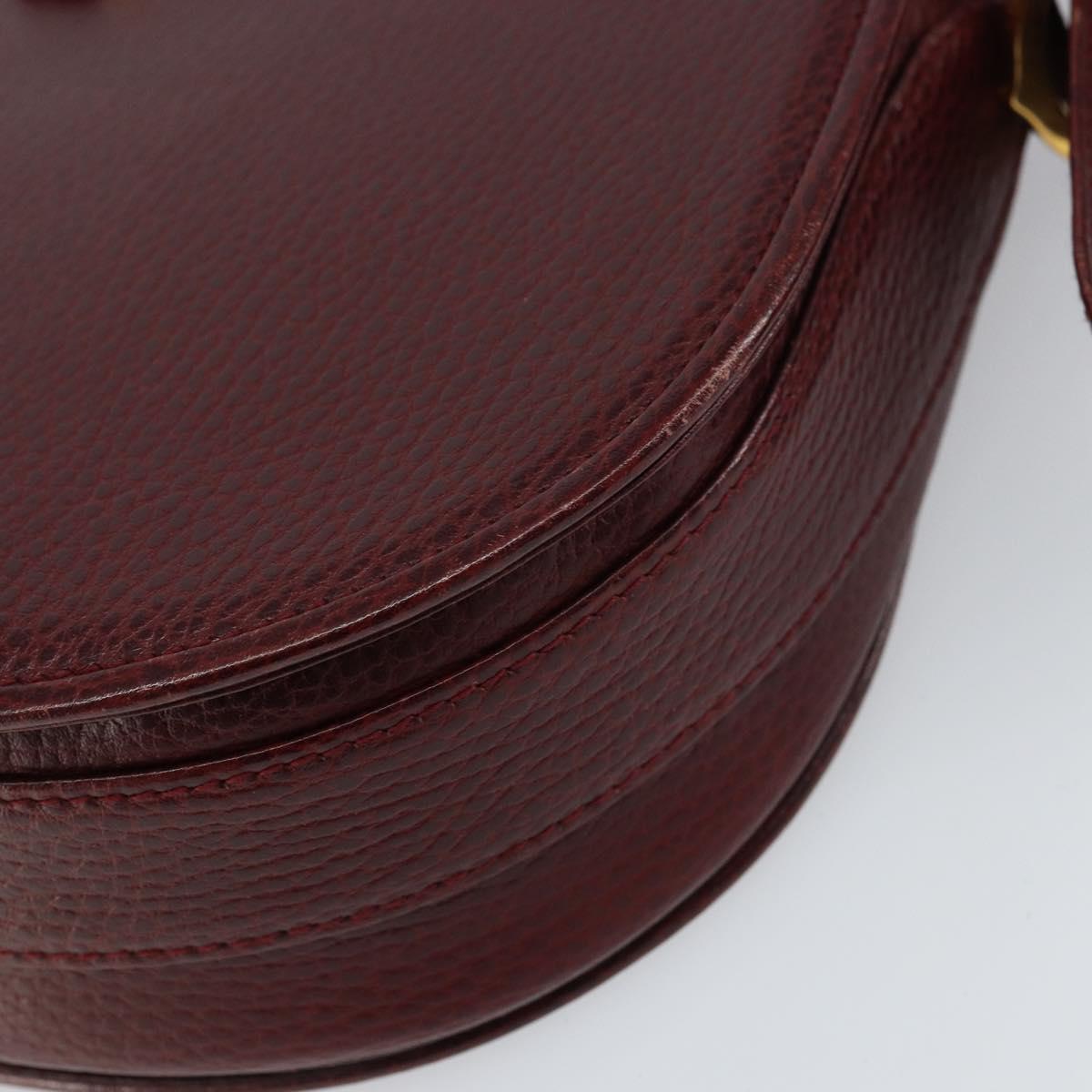 CARTIER Shoulder Bag Leather Bordeaux Gold Auth 160732