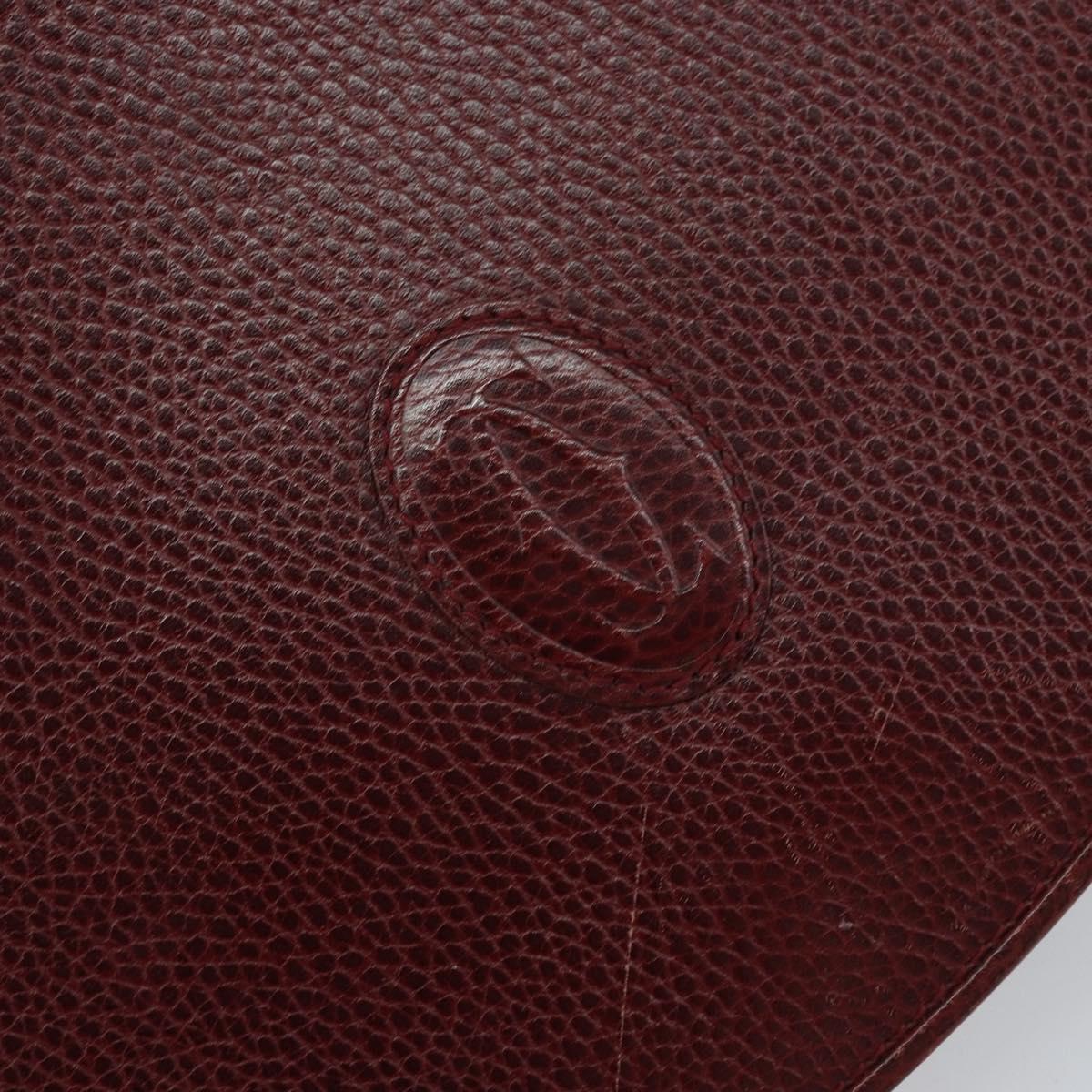 CARTIER Shoulder Bag Leather Bordeaux Gold Auth 160732