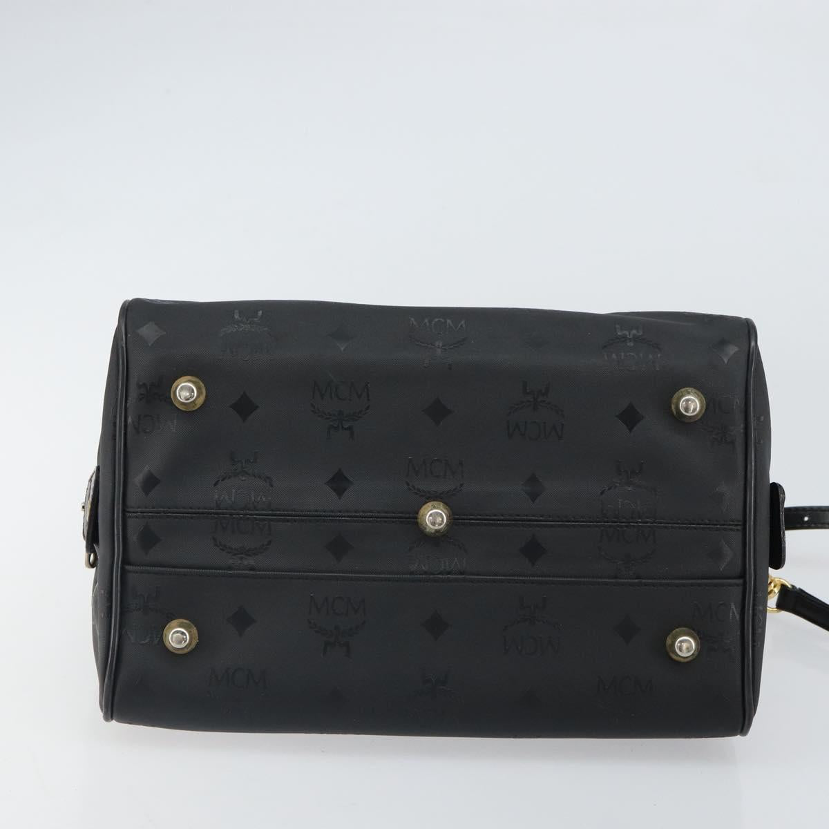 MCM Vicetos Logogram Hand Bag PVC 2way Black Gold Auth 160735