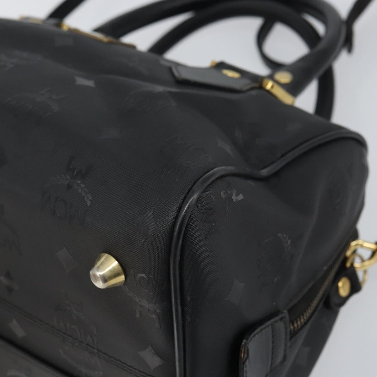 MCM Vicetos Logogram Hand Bag PVC 2way Black Gold Auth 160735