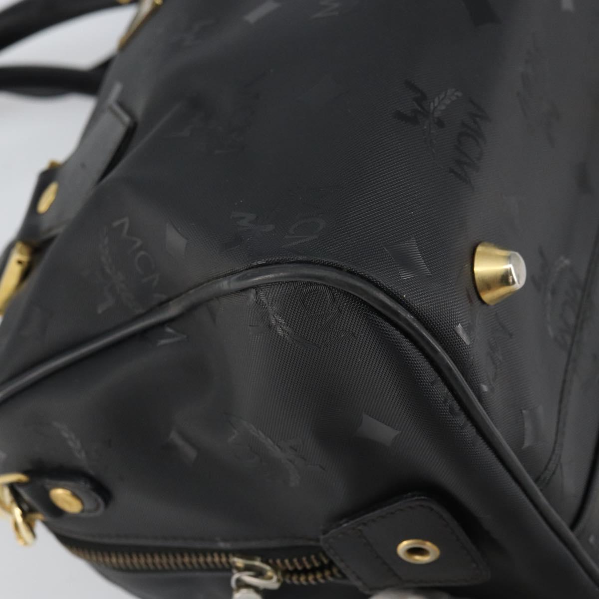 MCM Vicetos Logogram Hand Bag PVC 2way Black Gold Auth 160735