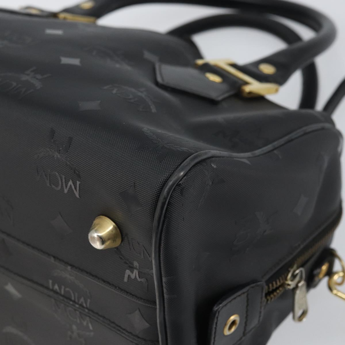 MCM Vicetos Logogram Hand Bag PVC 2way Black Gold Auth 160735