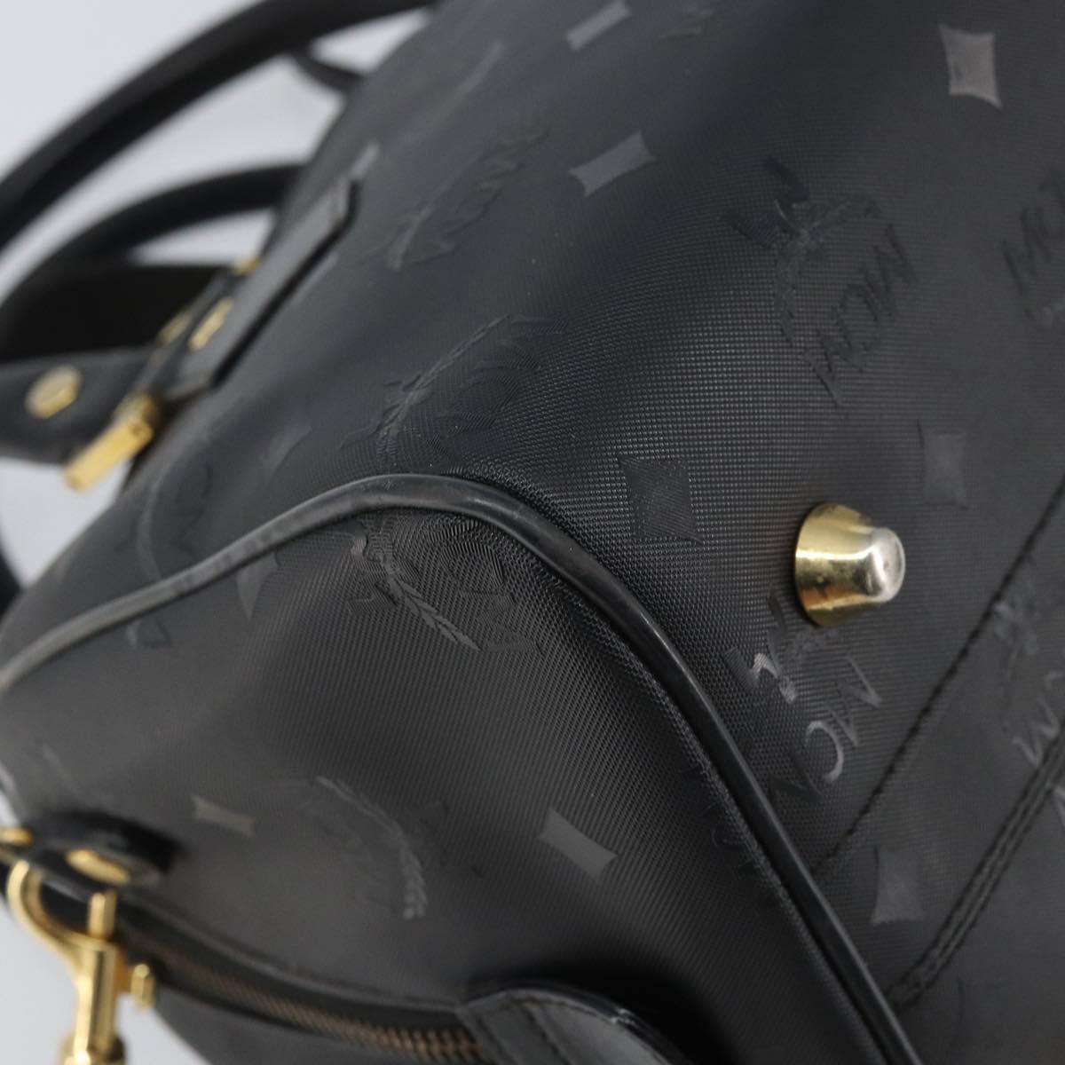 MCM Vicetos Logogram Hand Bag PVC 2way Black Gold Auth 160735