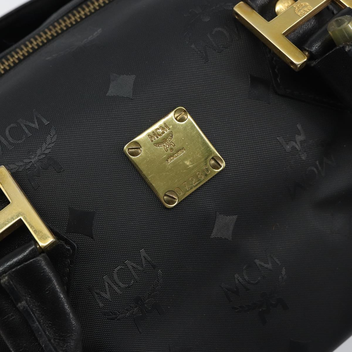 MCM Vicetos Logogram Hand Bag PVC 2way Black Gold Auth 160735