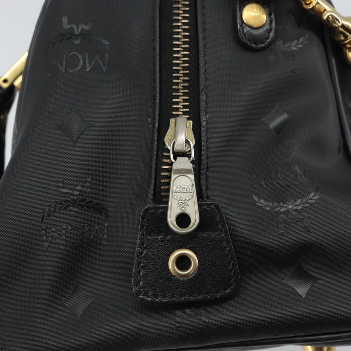 MCM Vicetos Logogram Hand Bag PVC 2way Black Gold Auth 160735