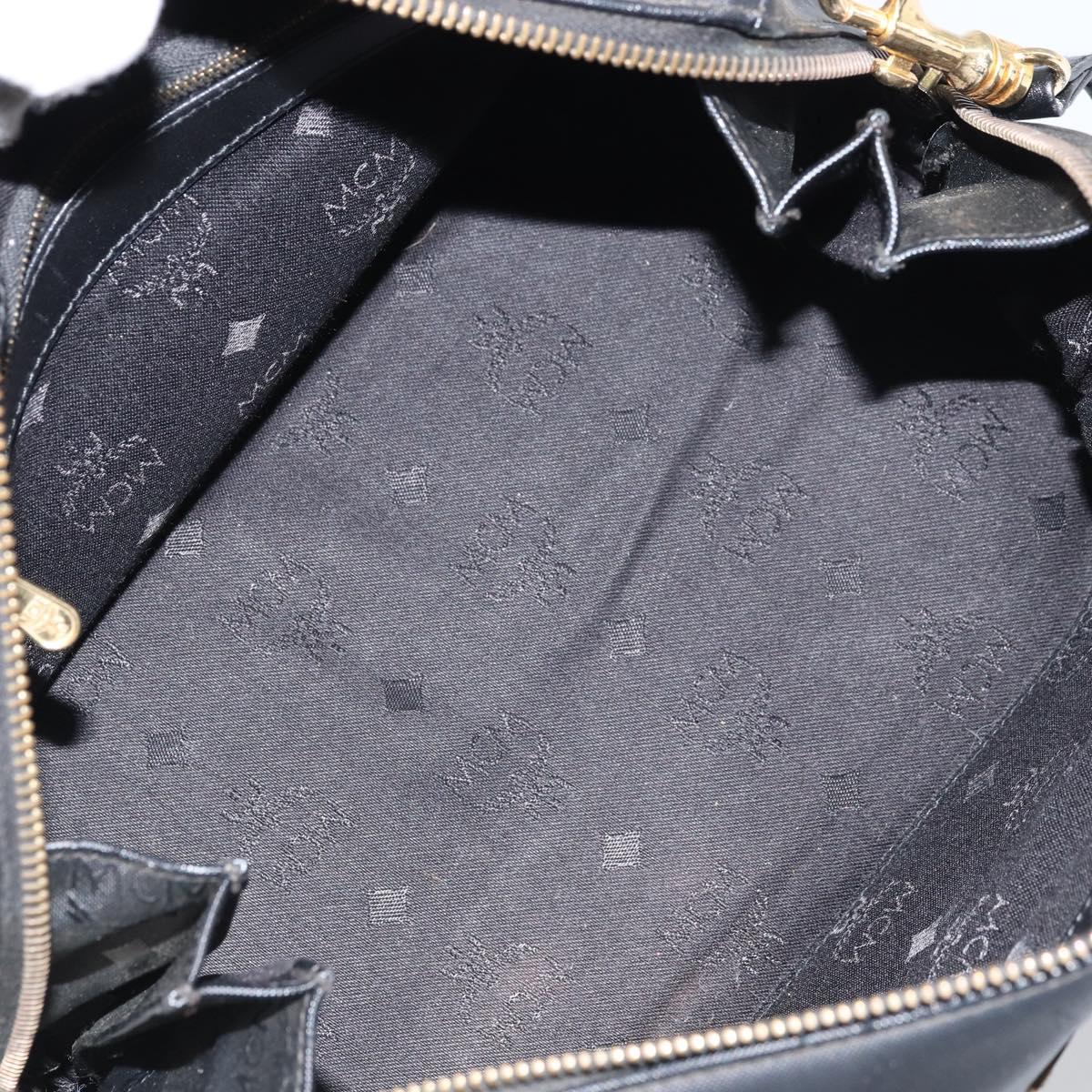 MCM Vicetos Logogram Hand Bag PVC 2way Black Gold Auth 160735