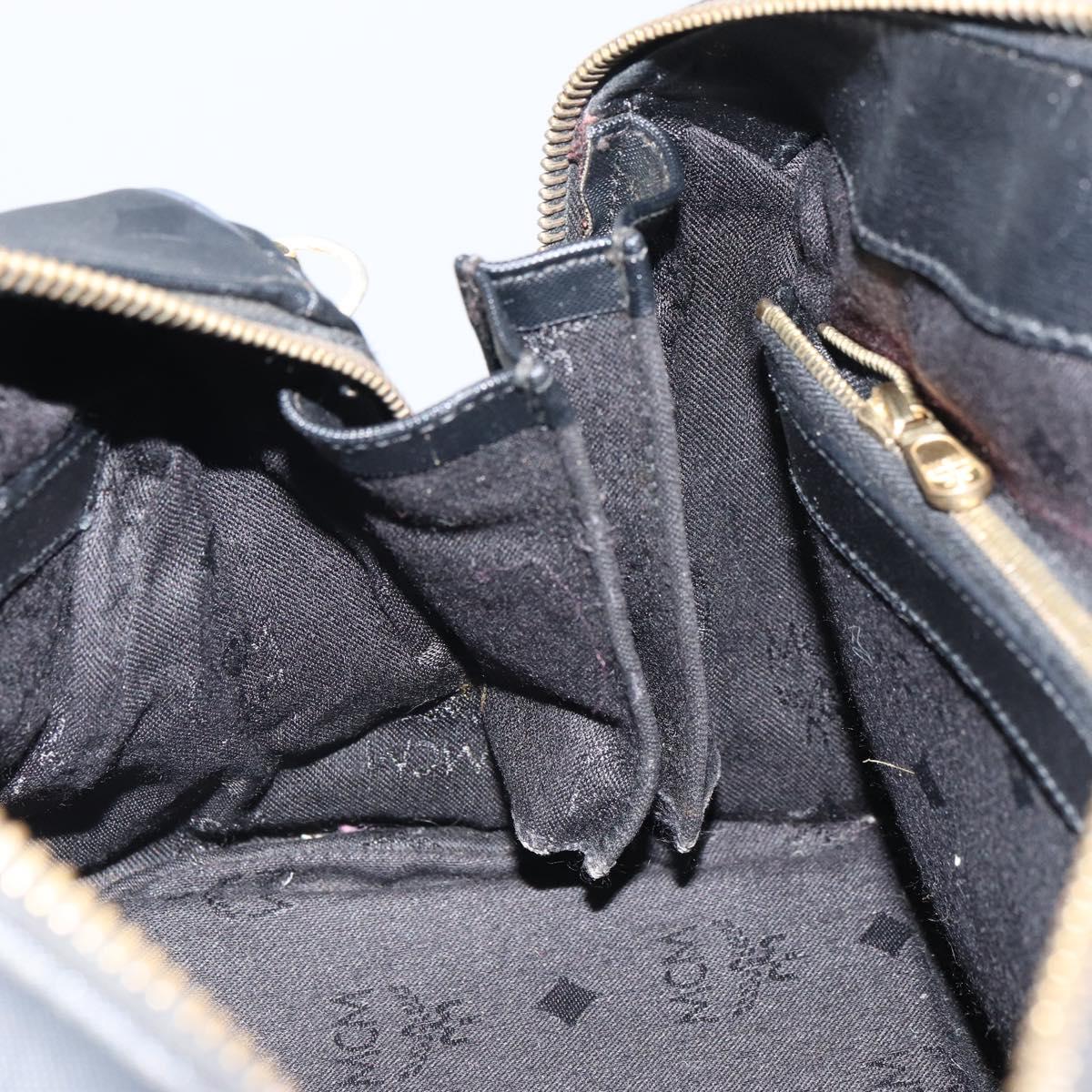 MCM Vicetos Logogram Hand Bag PVC 2way Black Gold Auth 160735