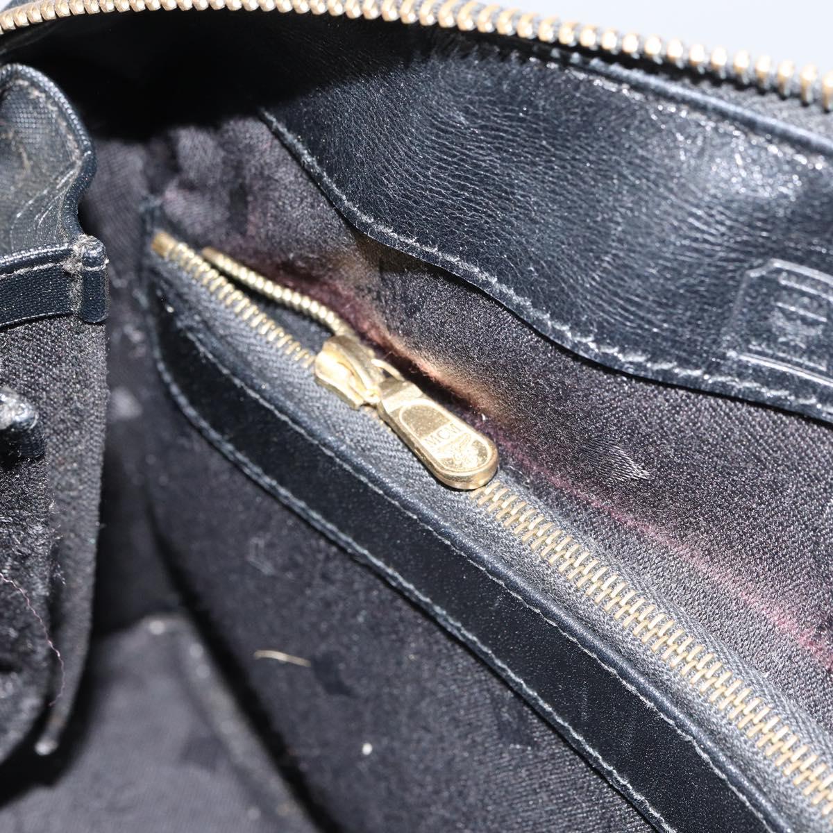 MCM Vicetos Logogram Hand Bag PVC 2way Black Gold Auth 160735