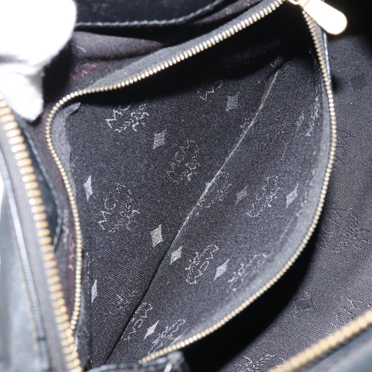 MCM Vicetos Logogram Hand Bag PVC 2way Black Gold Auth 160735