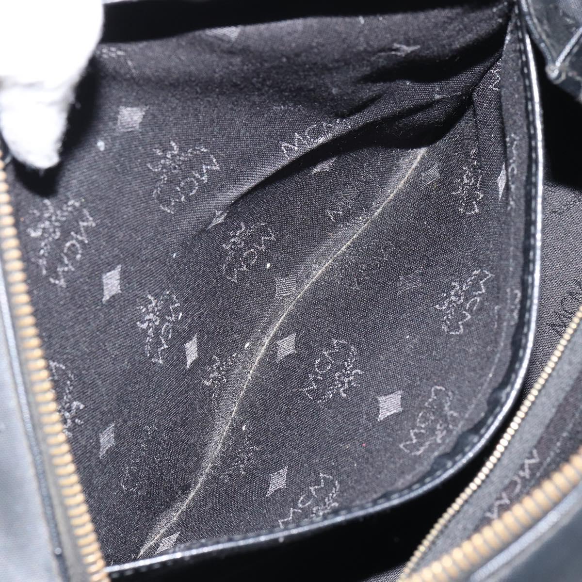 MCM Vicetos Logogram Hand Bag PVC 2way Black Gold Auth 160735