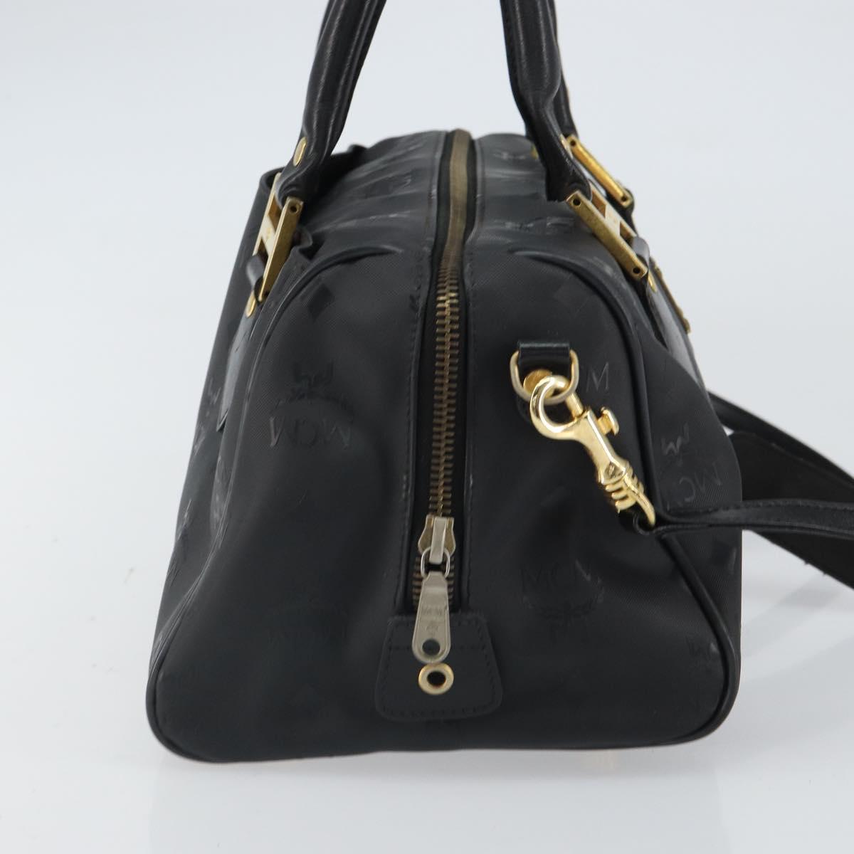 MCM Vicetos Logogram Hand Bag PVC 2way Black Gold Auth 160735