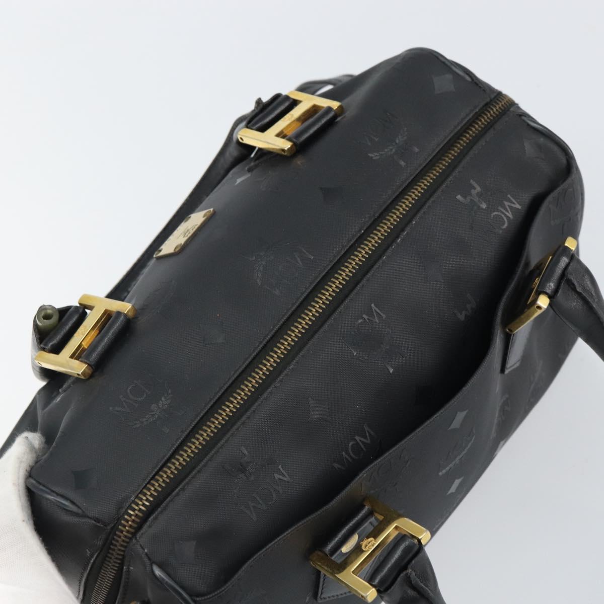 MCM Vicetos Logogram Hand Bag PVC 2way Black Gold Auth 160735